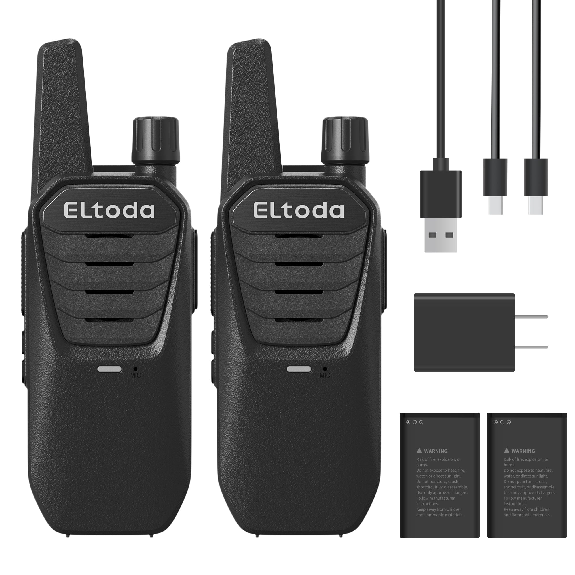 Walkie Talkies Long Range for Adults, FRS 2 Way Radio with Vox & USB-C Charging, Portable Mini Business Walkie Talkie for Woring Cruise Hiking Camping - 2 Pack