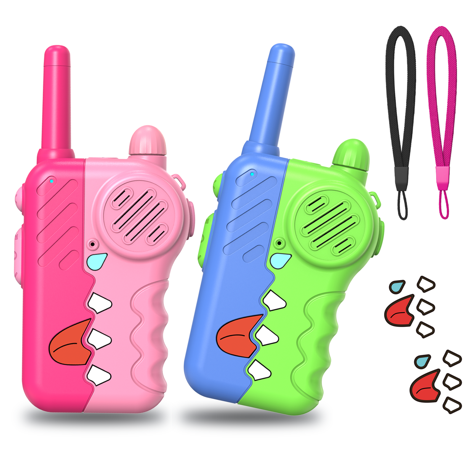 Walkie Talkies for Kids, Eltoda Toys Gifts for 3-12 Years Old Boys Girls Long Range 2 Way Radio with Built-in Flashlight Lanyard for Family Camping Hiking Indoor Outdoor - 2 Pack (Blue/Pink)