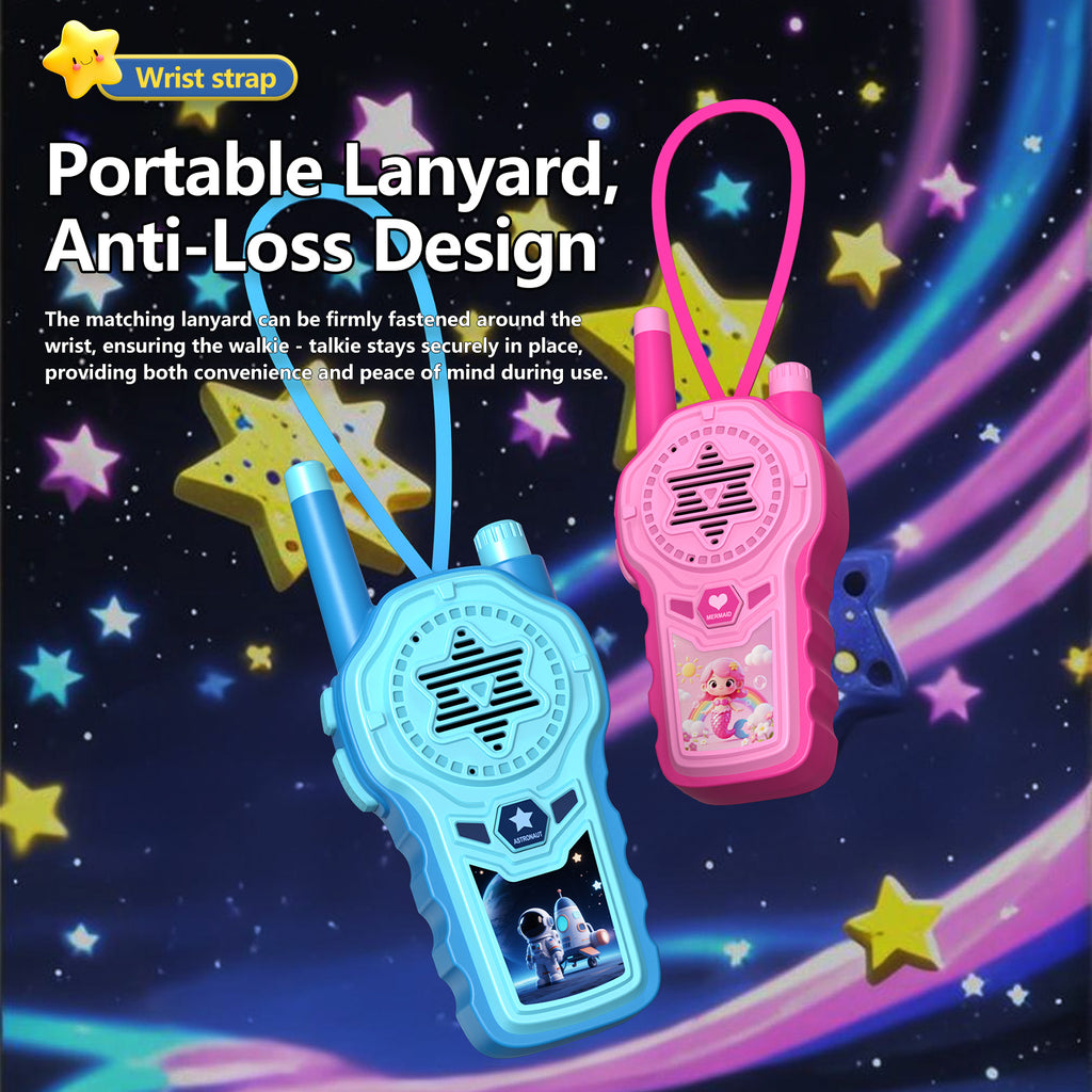 Walkie Talkies for Kids, ELtoda Toys for 3-12 Year Old Boys Girls Kids Walkie Talkies 2 Pack with DIY Stickers, Built-in Flashlight and Lanyards Indoor Outdoor Toys for Camping, Travel, Birthday Gifts