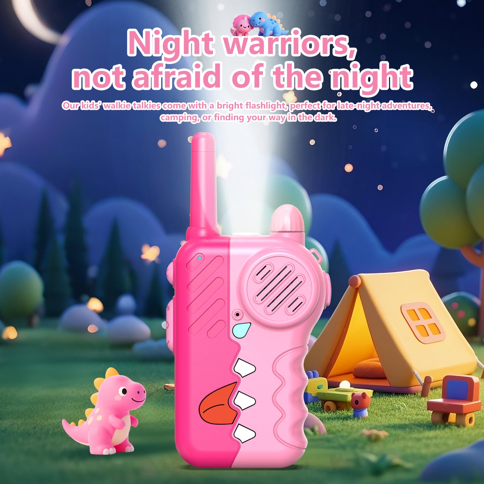 Walkie Talkies for Kids, Eltoda Toys Gifts for 3-12 Years Old Boys Girls Long Range 2 Way Radio with Built-in Flashlight Lanyard for Family Camping Hiking Indoor Outdoor - 2 Pack (Blue/Pink)