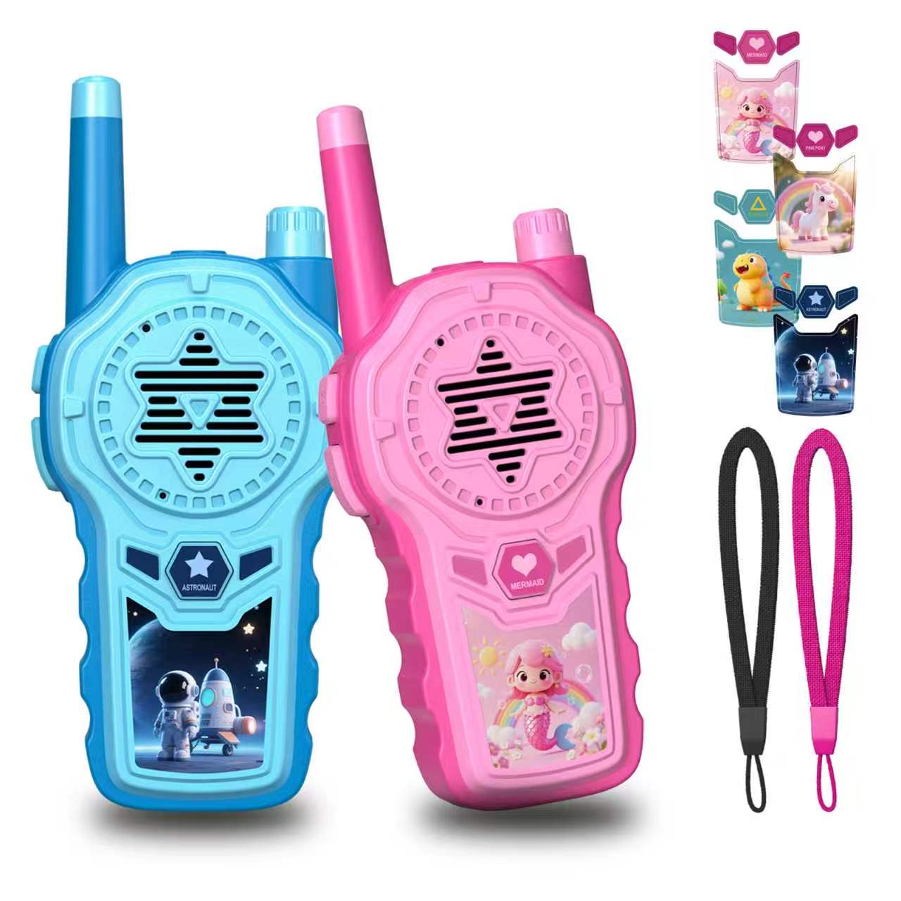 Walkie Talkies for Kids, ELtoda Toys for 3-12 Year Old Boys Girls Kids Walkie Talkies 2 Pack with DIY Stickers, Built-in Flashlight and Lanyards Indoor Outdoor Toys for Camping, Travel, Birthday Gifts