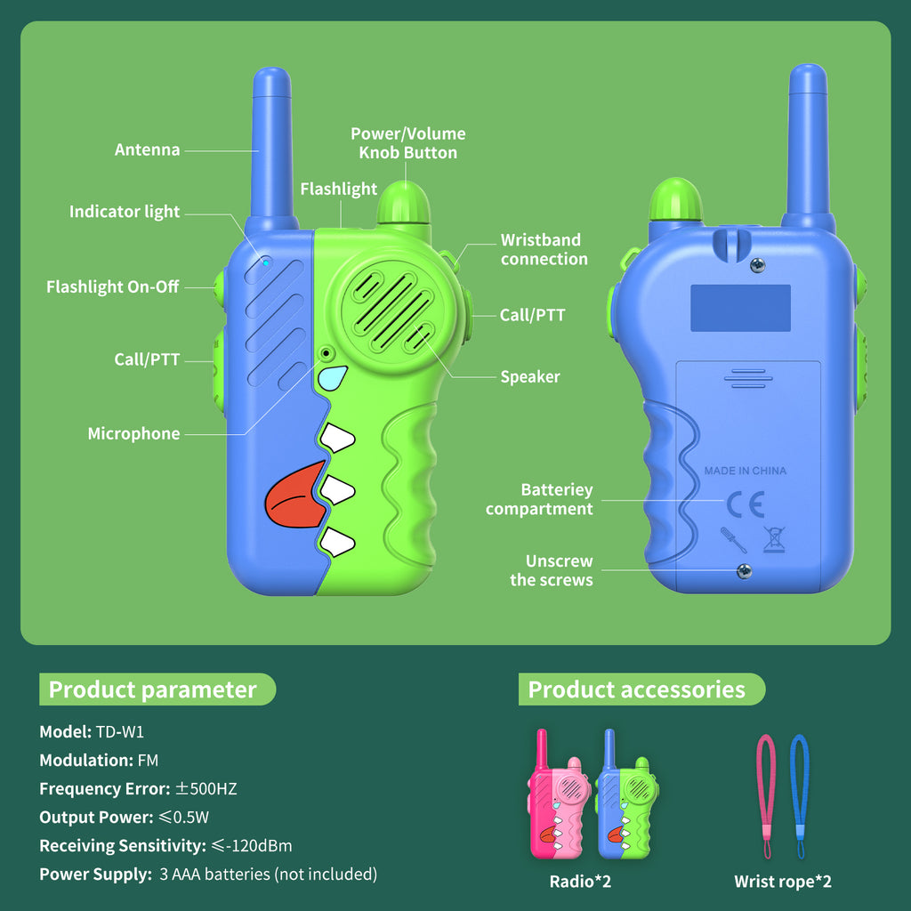Walkie Talkies for Kids, Eltoda Toys Gifts for 3-12 Years Old Boys Girls Long Range 2 Way Radio with Built-in Flashlight Lanyard for Family Camping Hiking Indoor Outdoor - 2 Pack (Blue/Pink)